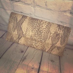 Nude Snakeskin Envelope Clutch